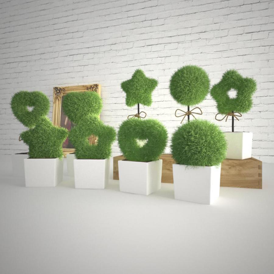 办公可爱植物组合模型